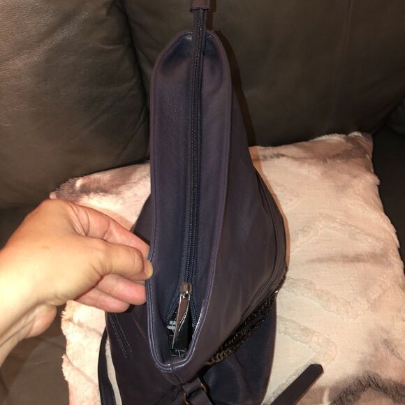 Jennifer Lopez Indigo Faux Leather Foldover Cross Body Purse Bag Chain Detail - Picture 9 of 10